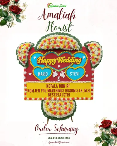 Karangan Papan Bunga Pernikahan di Sadananya